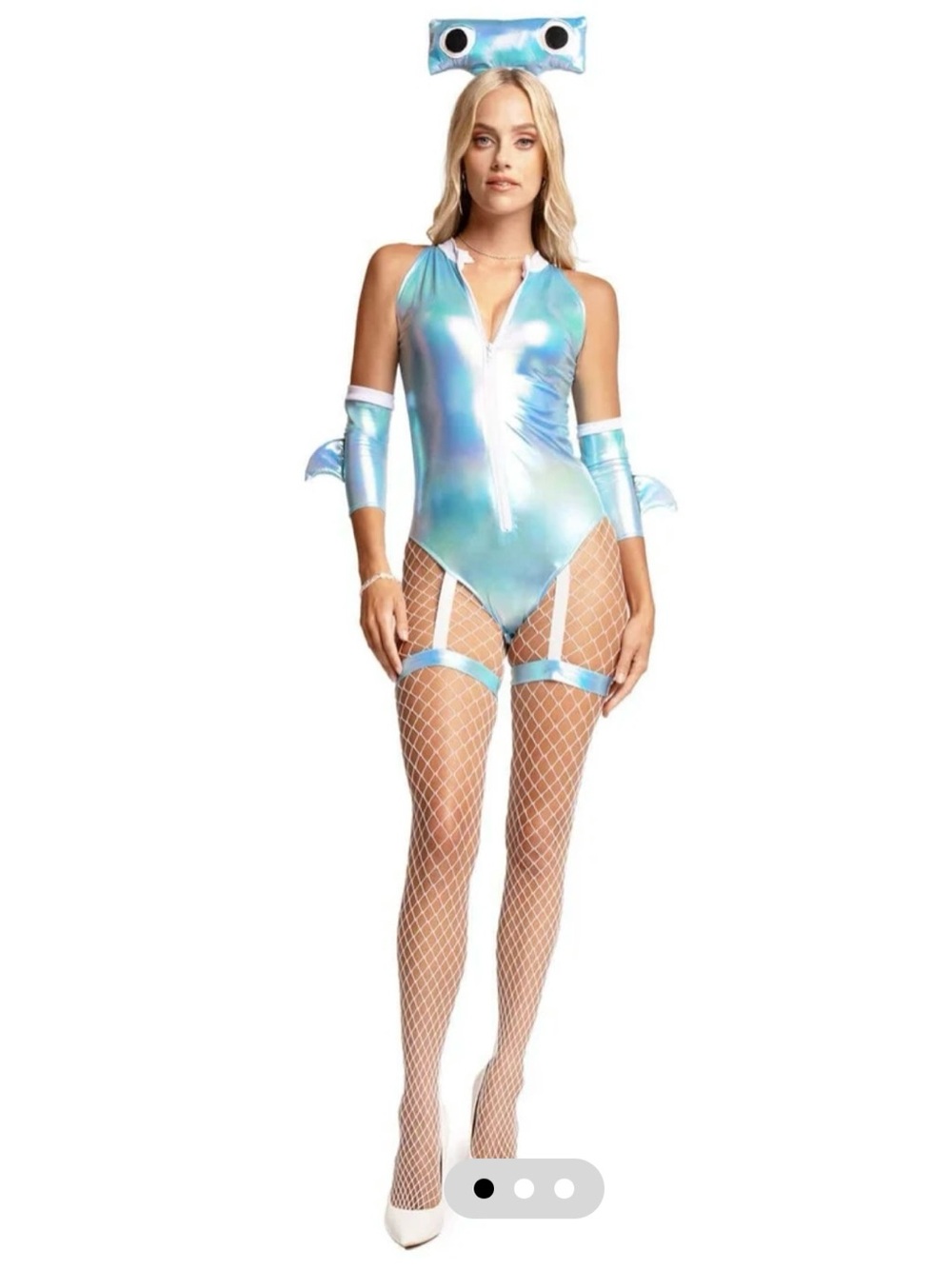 Tipsy Elves Shimmer Shark Light Blue Halter Bodysuit